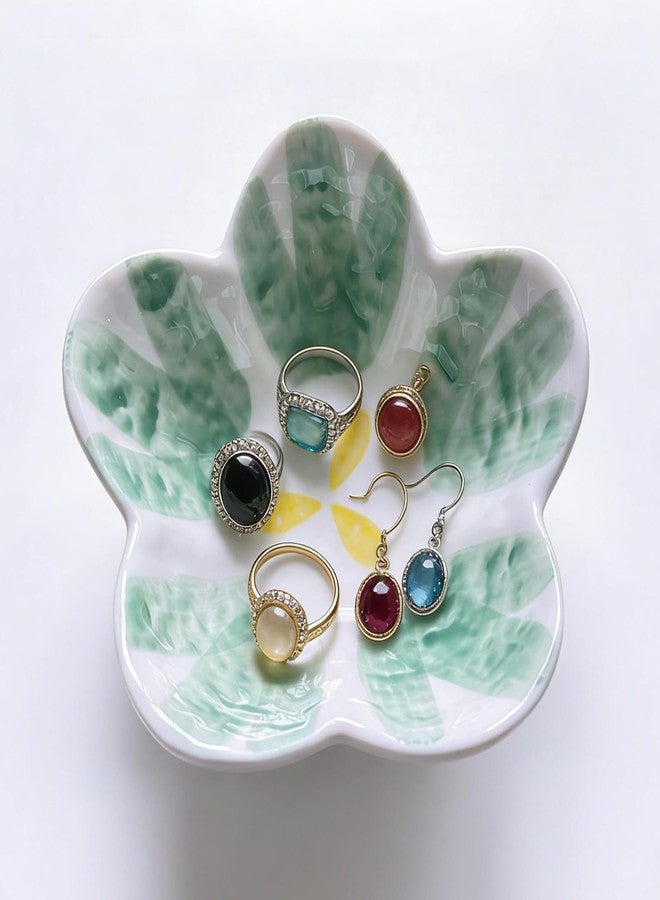 BESSKON Ceramic Jewelry Dish, Flower Ring Dish, Cute Trinket Tray, Small Ring Holder Jewelry Tray, Nightstand Bathroom Decor Trinket Bowl for Friendship Birthday Gifts for Women Mom Grandma, Soap Dish - Image 1