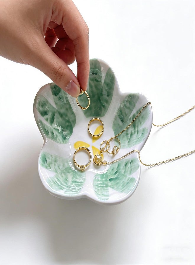 BESSKON Ceramic Jewelry Dish, Flower Ring Dish, Cute Trinket Tray, Small Ring Holder Jewelry Tray, Nightstand Bathroom Decor Trinket Bowl for Friendship Birthday Gifts for Women Mom Grandma, Soap Dish - Image 3