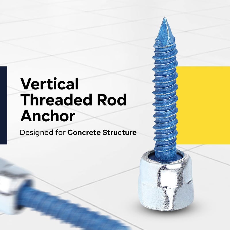 Everflow 8059957-25 3/8" Screw Vertically Threaded Rod Anchor Designed for Concrete Structure, Steel, Zinc Finish, 5/16 x 1-3/4" Screw Length (25 Pack) - Image 2