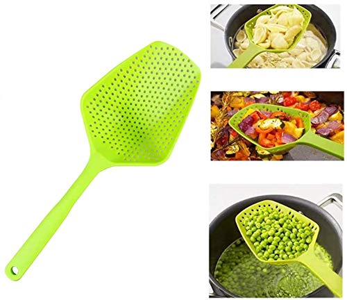 P-Plus International Scoop Colander Kitchen Strainer Scoop Food Drain Shovel Nylon Slotted Skimmer with Handle for Kitchen Cooking (Pack of 1 Red) - Image 3