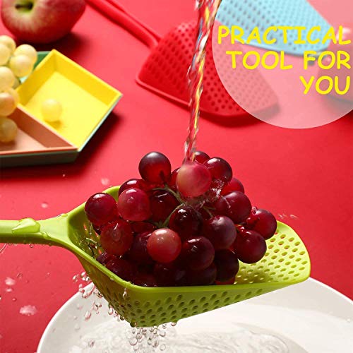 P-Plus International Scoop Colander Kitchen Strainer Scoop Food Drain Shovel Nylon Slotted Skimmer with Handle for Kitchen Cooking (Pack of 1 Red) - Image 4
