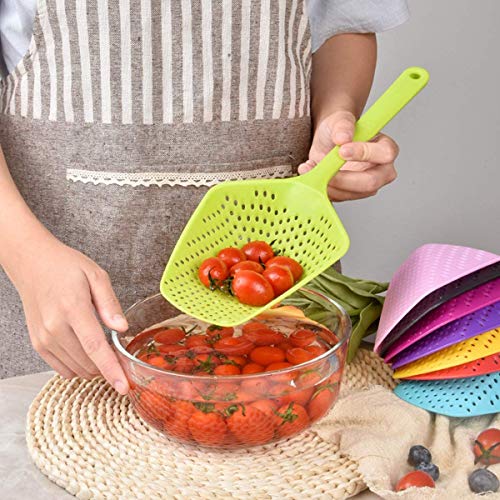P-Plus International Scoop Colander Kitchen Strainer Scoop Food Drain Shovel Nylon Slotted Skimmer with Handle for Kitchen Cooking (Pack of 1 Red) - Image 2