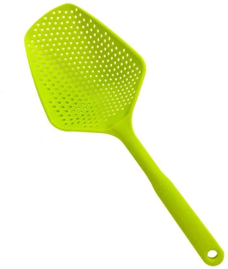 P-Plus International Scoop Colander Kitchen Strainer Scoop Food Drain Shovel Nylon Slotted Skimmer with Handle for Kitchen Cooking (Pack of 1 Red) - Image 1