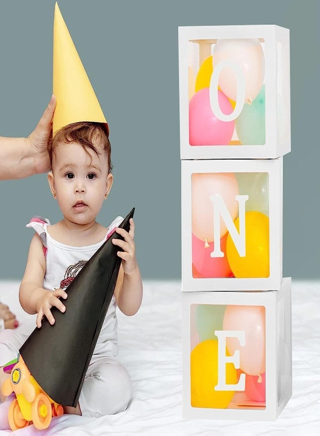 Untumble First Birthday Balloon Box for Boy & Girl | One Birthday Letter Stand Transparent for Cake Smash | ONE Letter Balloon Box for 1st Birthday | Pack of 3 | White - Image 5