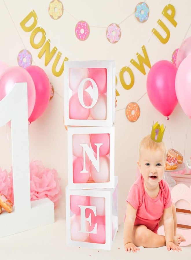 Untumble First Birthday Balloon Box for Boy & Girl | One Birthday Letter Stand Transparent for Cake Smash | ONE Letter Balloon Box for 1st Birthday | Pack of 3 | White - Image 1