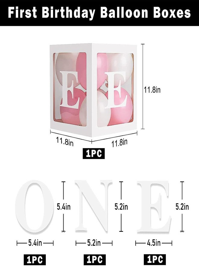 Untumble First Birthday Balloon Box for Boy & Girl | One Birthday Letter Stand Transparent for Cake Smash | ONE Letter Balloon Box for 1st Birthday | Pack of 3 | White - Image 2