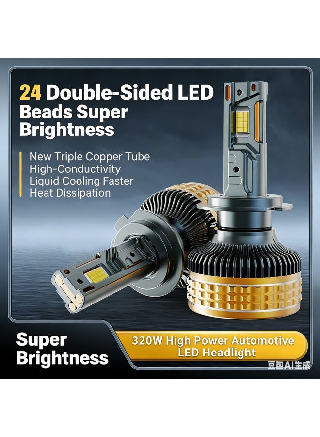 Automotive LED headlights with three copper tubes, 320W high-power LED headlights for H7/H4 models – extremely bright front headlights.（H11 model / single unit） - Image 2