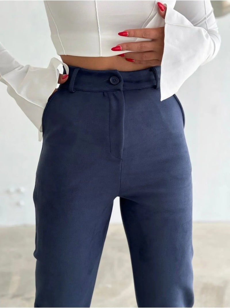 Swana Women's Suede Carrot Trousers  - Image 3