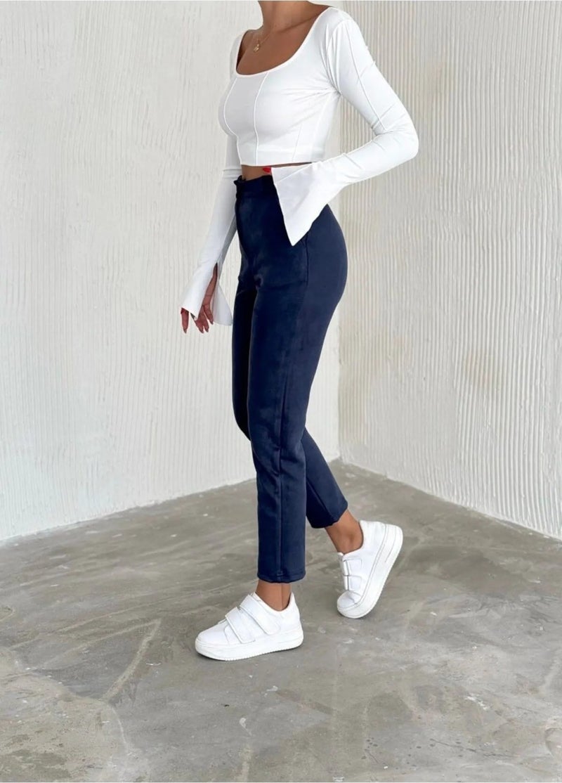 Swana Women's Suede Carrot Trousers  - Image 4