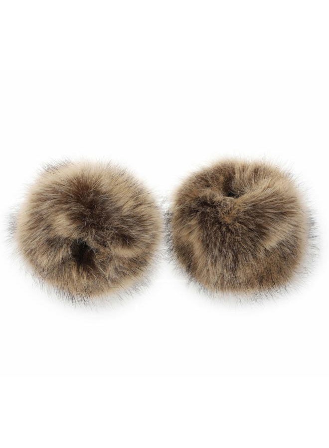 LA CARRIE Women's Leopard Print Faux Fur Wrist Cuffs,Winter Fox Furry Bands Arm Warmer (Raccoon) - Image 4