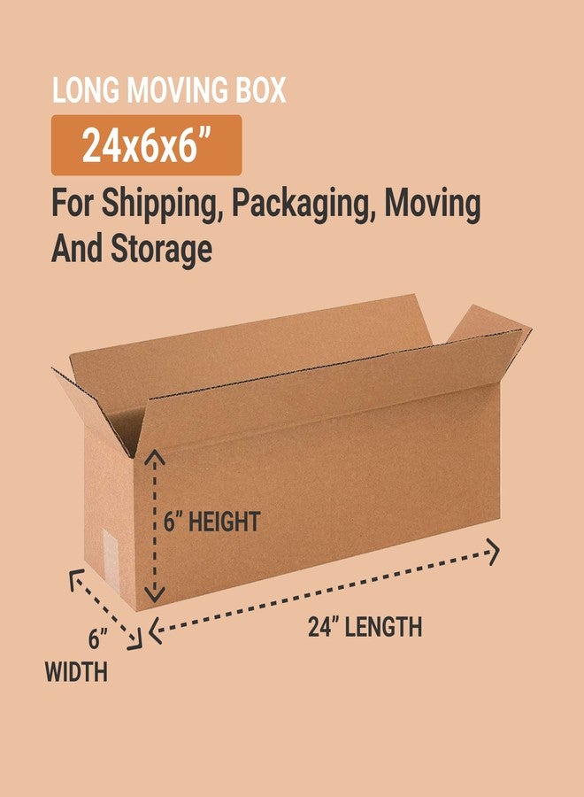 BOX USA Aviditi 2466 Long Corrugated Cardboard Box 24" L x 6" W x 6" H, Kraft, For Shipping, Packing and Moving (Pack of 25) - Image 2