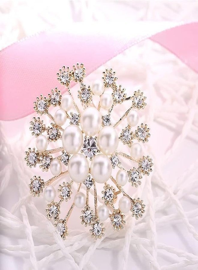 FARIOX 1 Piece Brooch with Artificial Pearls Snowflakes Pearl Decoration.Brooch for Women's Shirt.Fake Pearl Pins for Cardigan/Sweater.Double Head Christmas Safety Pins - Image 3