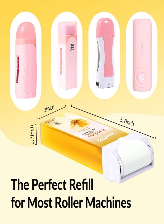 Waxfans Roll On Wax Refill,Wax Roller Refill for Hair Removal,Quick Melting - For Coarse and Fine Hairs.with 2 Honey Waxing Rollers, 50 Waxing Strips(Honey - Image 5