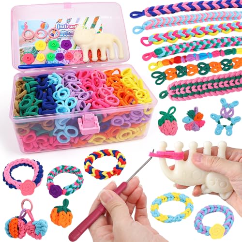 DDAI Bracelet Making Kit for Girls Ages 612 Arts and Crafts for Kids Weaving Loom Bracelets Kits 1000 Colorful Elastic Cloth Loom Bands Great Birthday Gift for Girls Boys 7 812 Years Old - Image 1