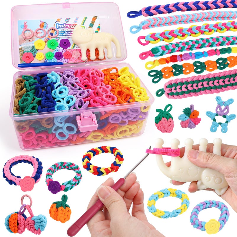 DDAI Bracelet Making Kit for Girls Ages 612 Arts and Crafts for Kids Weaving Loom Bracelets Kits 1000 Colorful Elastic Cloth Loom Bands Great Birthday Gift for Girls Boys 7 812 Years Old - Image 2