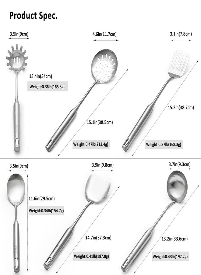 Aiminjey 304 Stainless Steel Kitchen Utensils Set 6 Pcs Cooking Utensil, Spatula, Soup spoon, Leaking shovel, Kitchen Tools Set (6 Pieces Set) - Image 2
