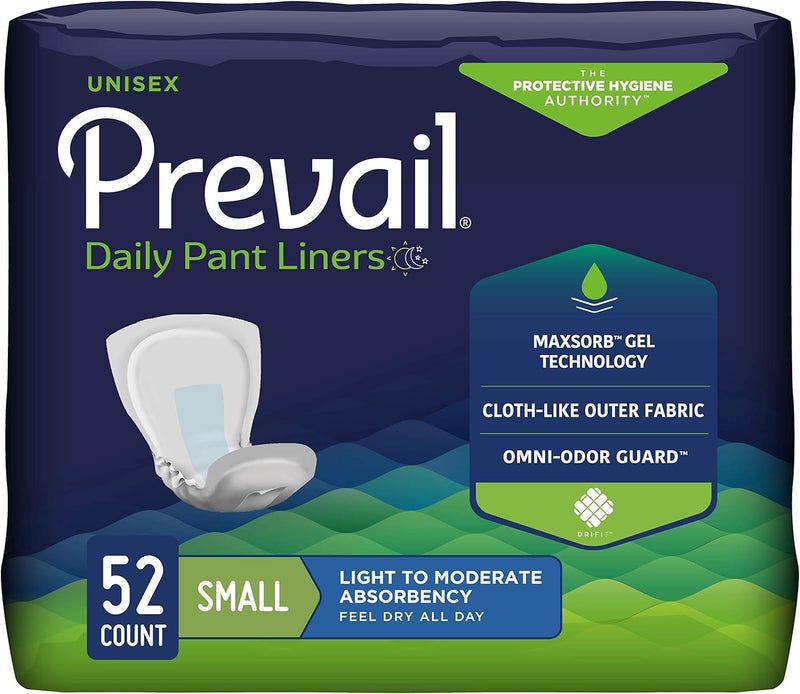 Prevail Incontinence Unisex Pant Liners Disposable Adult Pant Liner for Men Women Small 52 Count Bag - Image 1