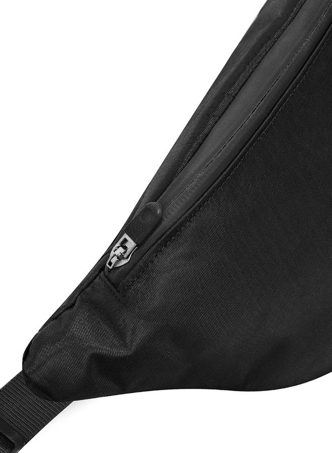 Syutm Light Weight Waist Pack Slinger Travel Handy Hiking Zip Pouch Document Money Phone Belt Sport Bag Bum Bag for Men and Women Nylon (Jet Black) - Image 3