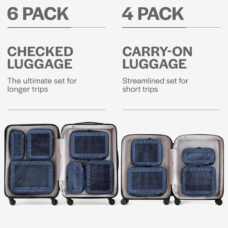 Aerotrunk مكعبات تعبئة مضغوطة من Aerotrunk للسفر - أكياس تنظيم الأمتعة - مكعبات تعبئة بسحاب مزدوج (4 قطع، لون أزرق داكن) - Image 4