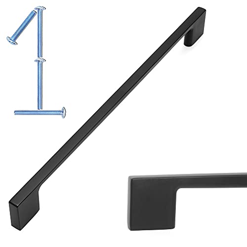 KOOFIZO Wide Foot Cabinet Bar Pull - Black Modern Solid Handle, 8.8 Inch/224mm Screw Spacing, 1-Piece for Kitchen Cupboard Door, Bedroom Dresser Drawer, Bathroom Wardrobe Hardware - Image 1