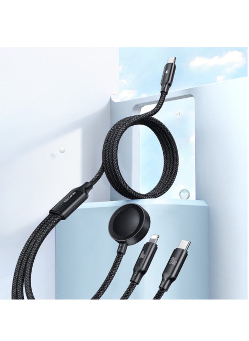 Mcdodo CA494 3-in-1 100W USB-C to Type-C & Lightning Cable with Wireless Charger for Apple Watch – 1.2m  - Image 3
