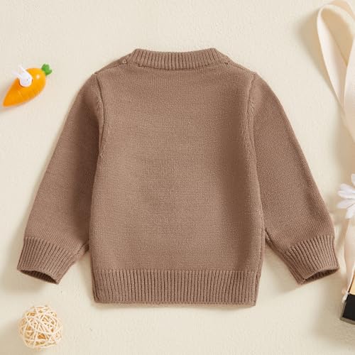 KMBANGI Baby Boy Girl Easter Sweater Toddler Baby Bunny Knitted Sweatshirt Cable Knitwear Warm Pullovers Top Spring Fall 0-3Y (Brown, 12-18 Months) - Image 4