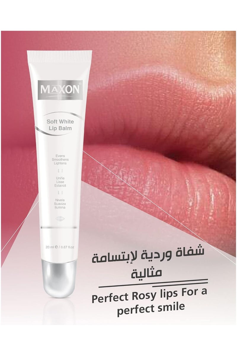 MAX-ON Soft White Lip Balm Nourishing & Protective Lip Moisturizer for Soft, Naturally Tinted, Pink Lips | Non-Greasy | 20ml - Image 3
