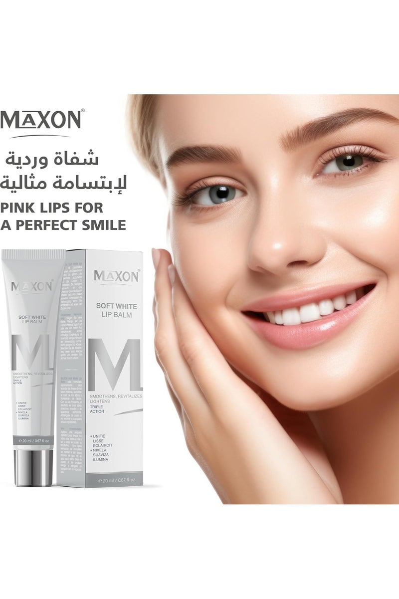 MAX-ON Soft White Lip Balm Nourishing & Protective Lip Moisturizer for Soft, Naturally Tinted, Pink Lips | Non-Greasy | 20ml - Image 4