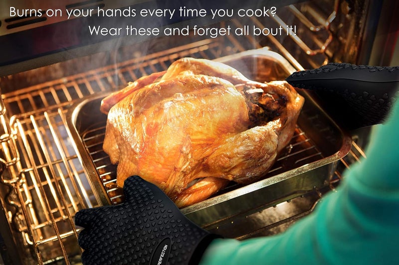 Kitchen perfection Silicone Smoker Oven Gloves -Extreme Heat Resistant BBQ Gloves -Handle Hot Food Right on Your Smoker Grill Fryer Pit|Waterproof Oven Mitts Grill Gloves |Superior Value Set+3 Bonuses - Image 5