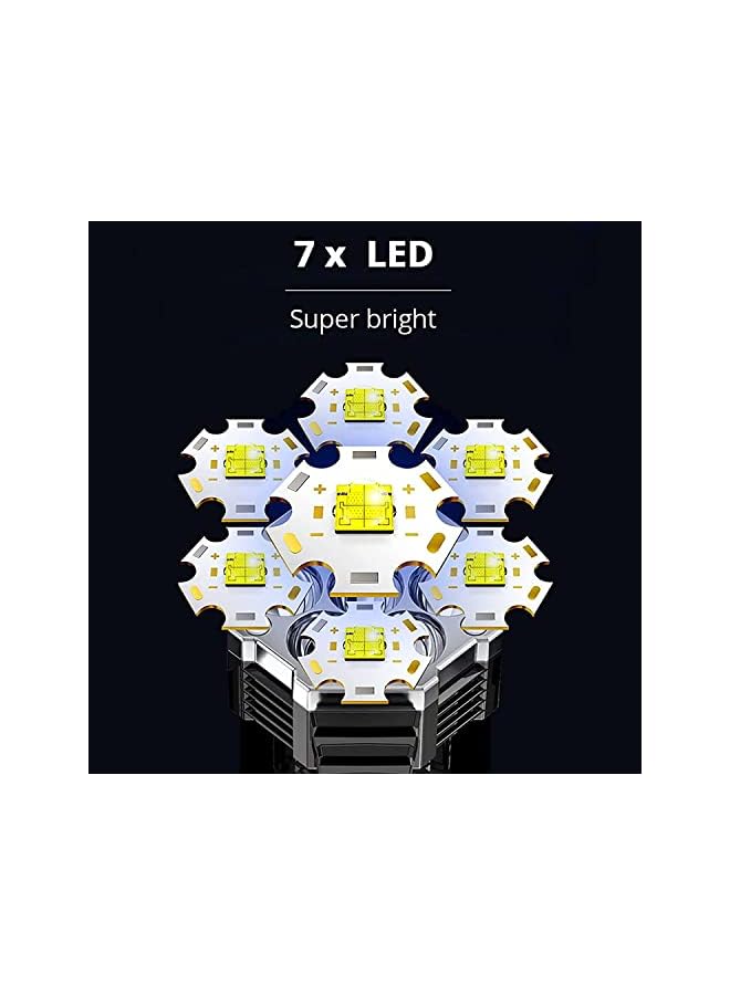 promass Super Bright LED Torch, Handheld Rechargeable LED Flashlight, Camping Lantern, Searchlight with Handle, for Camping Hunting Hiking, Black - Image 4