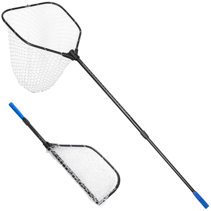 ZOINLIY Long Fishing Net, Foldable Landing Net with Telescoping Handle, Rubber Netting, Lightweight & Strong, Length 56â€³-75â€³, Hoop Size 20â€³ x 19â€³, Depth 24â€³, 25 lbs. Capacity - Image 1