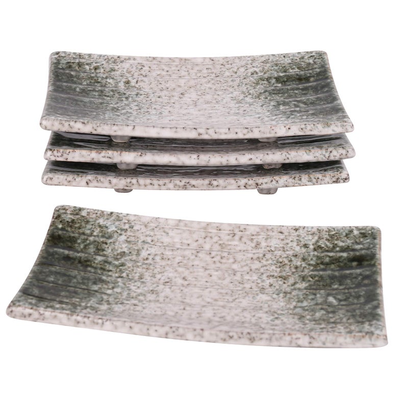 Uaral Japanese Sushi Plates85inch Ceramic Sushi PlateSashimi Plate For Restaurant and Sushi BarSet of 4Emerald Green