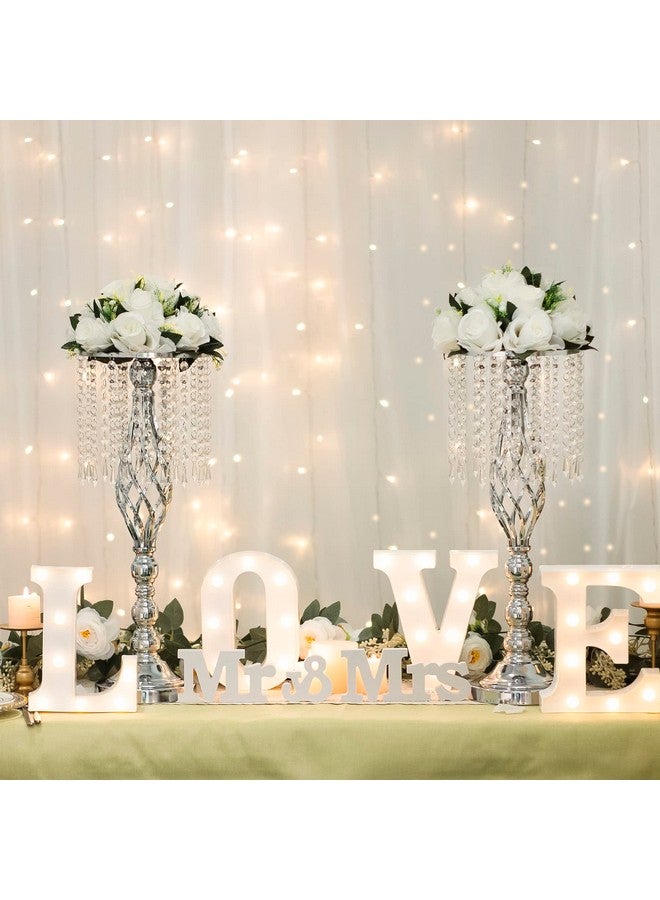 LANLONG 2Pcs Silver Metal Flower Vases Crystal Flower Stand Wedding Centerpieces For Tables Party Dinner Event Restaurant Hotel Decoration - Image 2