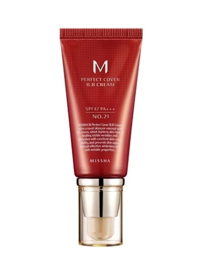 Missha Perfect Cover BB Cream SPF 42 PA+++ 21 Light Beige - Image 2