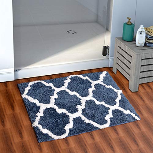 AEROHAVEN™ Glorious Super Soft Microfiber Abstract Moroccan Designer Anti Slip Bathmat (Blue, 50 cm x 80 cm) - Image 1