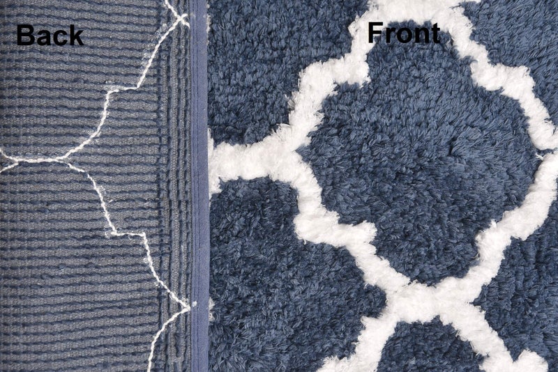 AEROHAVEN™ Glorious Super Soft Microfiber Abstract Moroccan Designer Anti Slip Bathmat (Blue, 50 cm x 80 cm) - Image 3