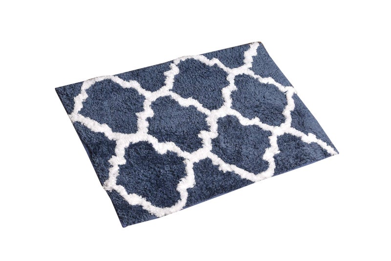 AEROHAVEN™ Glorious Super Soft Microfiber Abstract Moroccan Designer Anti Slip Bathmat (Blue, 50 cm x 80 cm) - Image 2