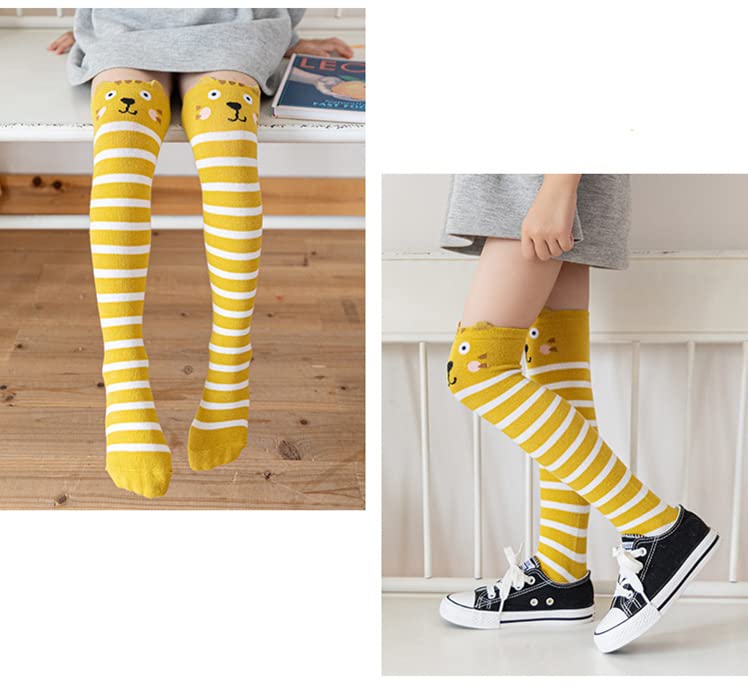 Toptim Little Girl's Knee High Socks Over Calf Kids Overknee Stockings Bow Style (K-5 Pairs) - Image 5