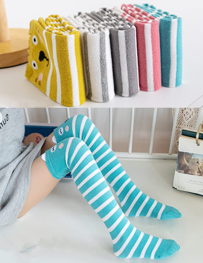 Toptim Little Girl's Knee High Socks Over Calf Kids Overknee Stockings Bow Style (K-5 Pairs) - Image 3