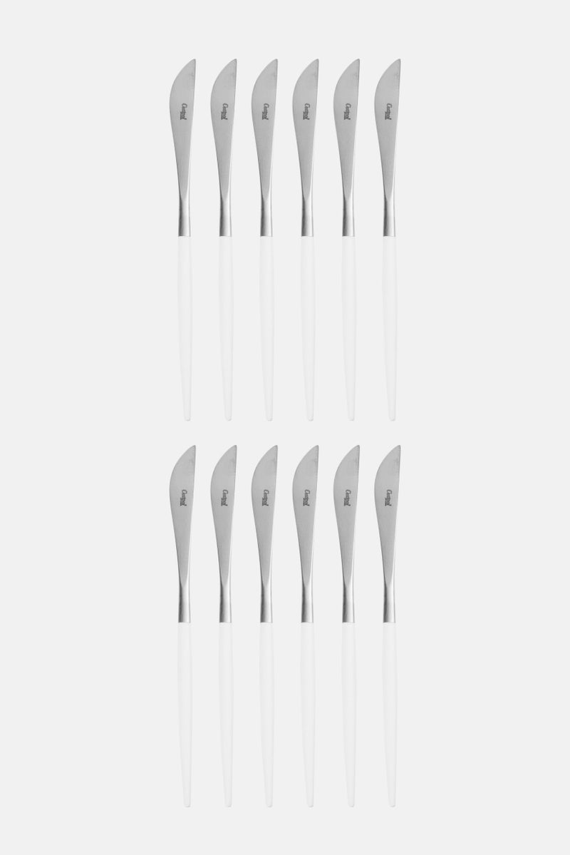 cutipol 12 Pieces Goa Dinner Knife Set, White/Silver  - Image 1