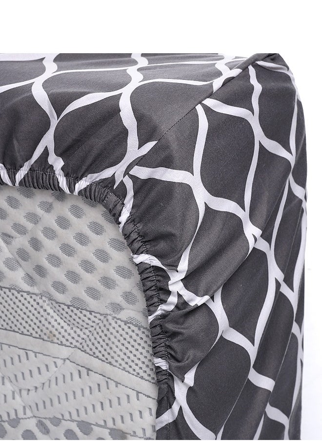 snooze - Fitted Bed Sheet set 2pcs, 120*200 cm+ Free Pillowcase, Gray waves design - Image 1