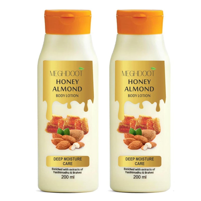 Meghdoot Honey Almond Body Lotion Deep Moisture Care Ayurvedic Hydrating Lotion for Soft and Glowing Skin 200ml Each Pack of 2 - Image 1