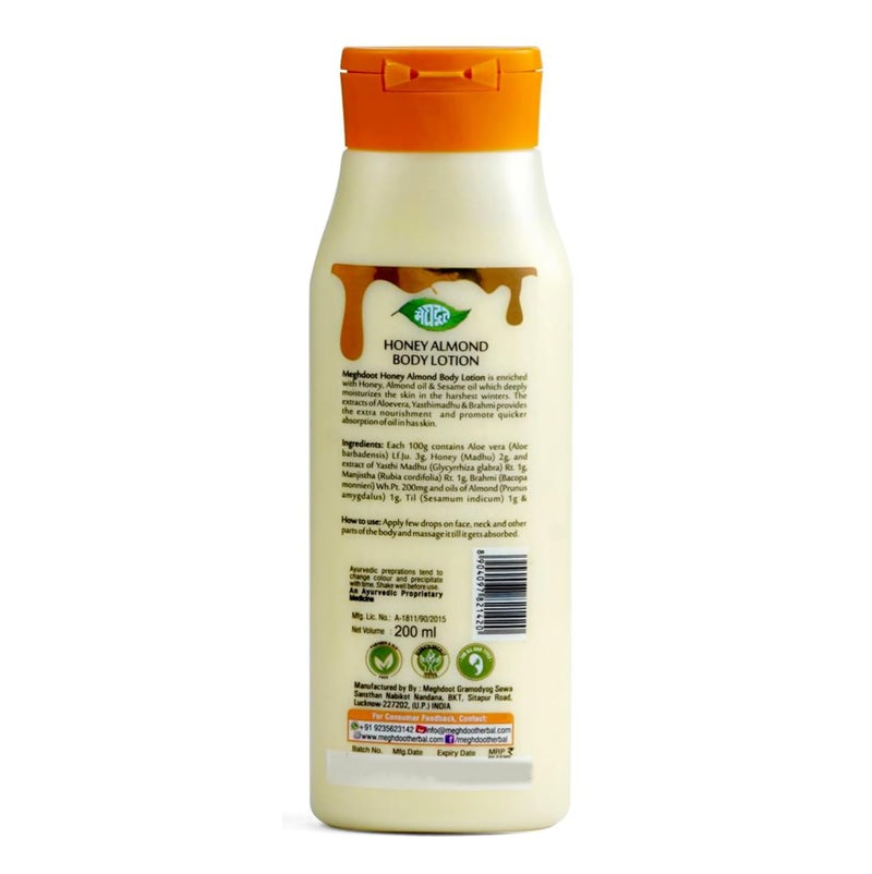 Meghdoot Honey Almond Body Lotion Deep Moisture Care Ayurvedic Hydrating Lotion for Soft and Glowing Skin 200ml Each Pack of 2 - Image 4
