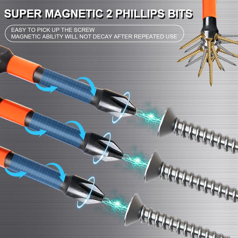 DYRECELVE 10-Pack Phillips Bits #2 Impact, 2-Inch Magnetic Phillips Head Drill & Screwdriver Bits, PH2 Premium S2 Steel 1/4" Hex Shank for Impact Drivers, Professional & DIY Use - Image 5