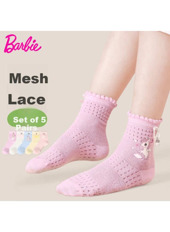 Barbie Girls Socks Spring And Autumn Children's Baby Girl Cute Short Socks Summer Cotton Mesh Breathable Seamless - Image 1