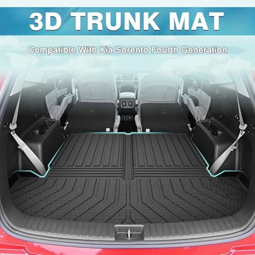 Mixsuper Cargo Liner for Kia Sorento 2021-2025 2026, All Weather Cargo Mat Rear Trunk Liner for Sorento Accessories Behind The 2nd Row Seats Black - Image 2