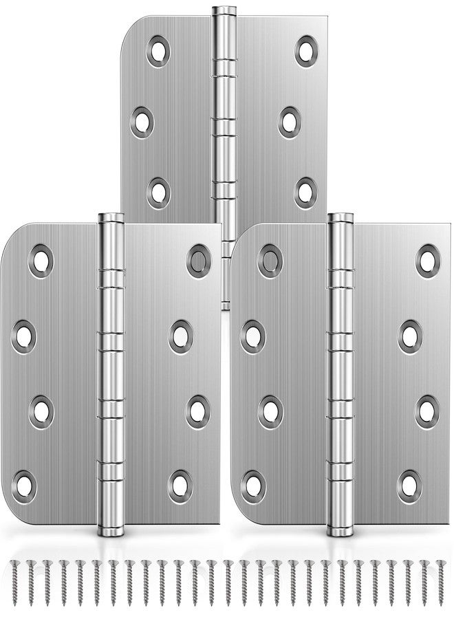 KOLET Ball Bearing Door Hinges, 4 x 4 Inches Door Hinges, Square and 5/8'' Radius Corner, Commercial Grade Stainless Steel Hinges, Smooth and Quiet, Non Removable Pin, Brushed Nickel, 3 Pack - Image 1