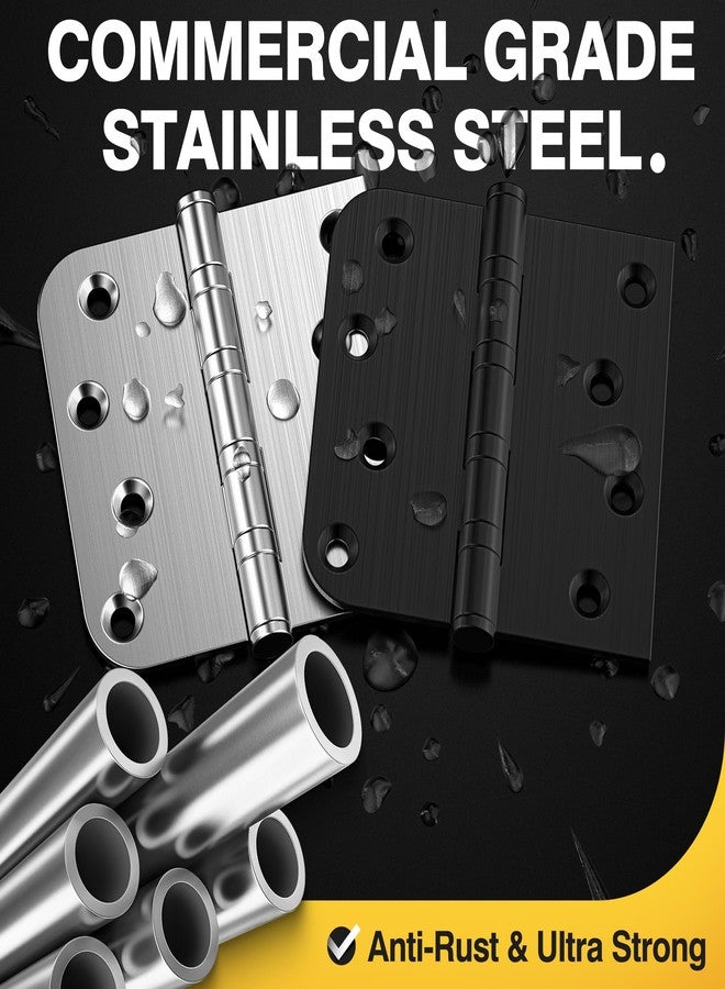 KOLET Ball Bearing Door Hinges, 4 x 4 Inches Door Hinges, Square and 5/8'' Radius Corner, Commercial Grade Stainless Steel Hinges, Smooth and Quiet, Non Removable Pin, Brushed Nickel, 3 Pack - Image 2