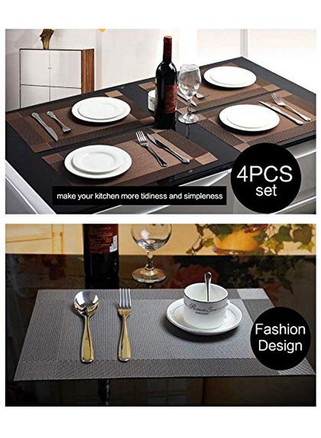 P-PLUS INTERNATIONAL Washable PVC Vinyl Heat Resistant Dinner Table Mats Placement Easy to Wash Cleaning Both Side Usable (Set of 4 + 1 Runner, Brown) - Image 4