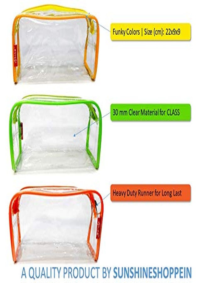 iShine Multipurpose Travel Morning Zipper Pouch for Men and Women Transparent Medium (Pack of 3, Green) - Image 5